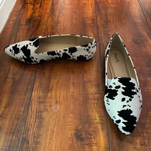 Cow print slip on